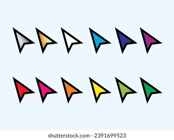 Vector de cursor de flechas con relleno colorido negro