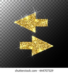 arrows cursor,Gold glitter icon, web , sparkles , vector logo concept for graphics. EPS