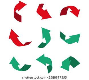 Arrows curved perspective different direction