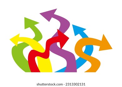 Arrows curved in various directions, vector illustration