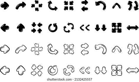 Arrows cute black fill stroke icons for web