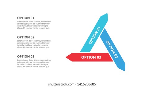 Arrows cycle infographic with 3 options. Flat vector illustration for data visualization and analysis.