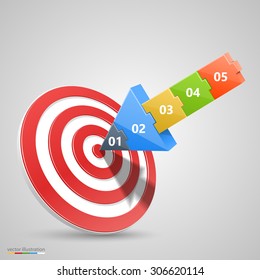 Arrows darts hit. Vector illustration