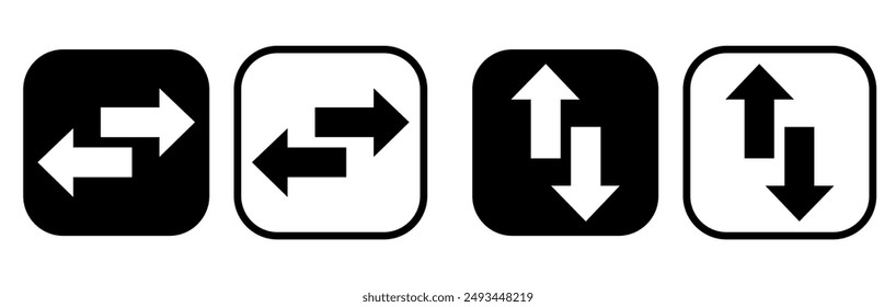 Arrows data transfer icon, exchange arrow icons - Swap icon with two arrows Black color.