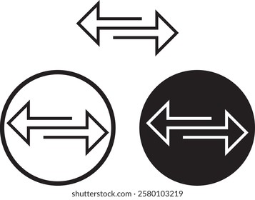 arrows data transfer icon, exchange arrow icons  linear style sign for mobile concept and web design. Left right arrows simple line vector icon on white background