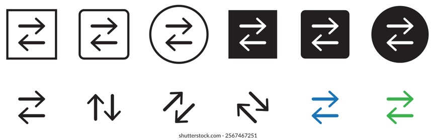 Arrows data transfer icon set. Exchange and swap icons