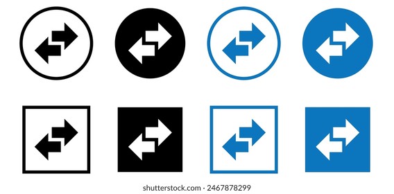 Arrows data transfer icons set, exchange arrow icons. Swap icon with two arrows. Editable stroke.