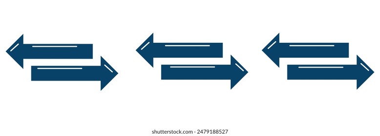 Arrows data transfer icons set, exchange arrow icons. Swap icon with two arrows. Editable stroke.