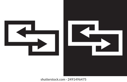 Arrows data transfer icons set, exchange arrow icons. Swap icon with two arrows. Editable stroke.  isolated on white and black background vector illustration. EPS 10