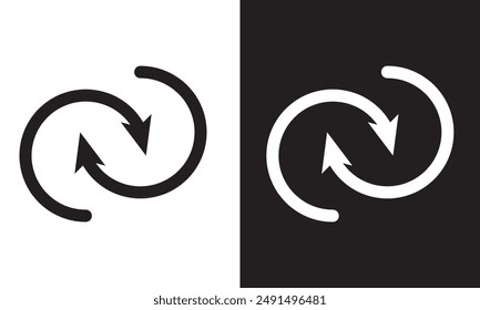 Arrows data transfer icons set, exchange arrow icons. Swap icon with two arrows. Editable stroke.  isolated on white and black background vector illustration. EPS 10