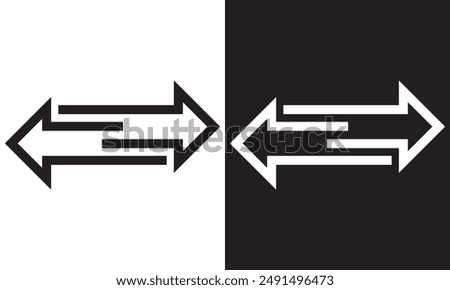 Arrows data transfer icons set, exchange arrow icons. Swap icon with two arrows. Editable stroke.  isolated on white and black background vector illustration. EPS 10