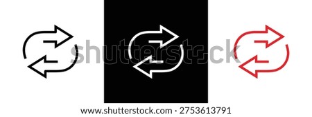 Arrows data transfer icons set, exchange arrow icons. swap icon with two arrows. editable stroke. isolated on white and black background vector illustration. EPS 10 .
