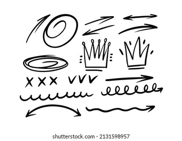 Arrows and decor elements flat line icons vector art