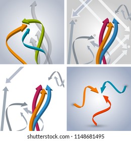 Arrows design elements promotional brochures on white background. light abstract shape graphic form for an elegant presentation. Vector illustration EPS 10 for booklet layout page, leaflets template