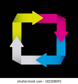 arrows design over black background, vector illustration