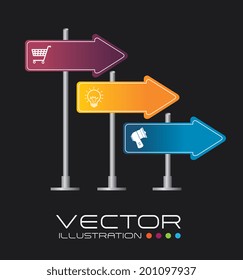 Arrows design over black background, vector illustration