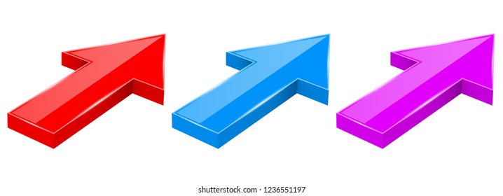 Arrows. Diagonal 3d web icons. Vector illustration isolated on white background