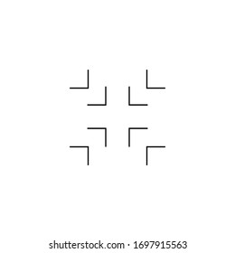 Arrows diagonally directed towards each other sign.