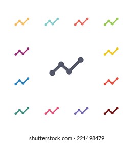 arrows up diagram flat icons set. Open round colorful buttons. Vector 