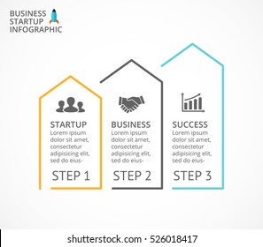 Up Arrows Diagram For Graph Chart Infographic Presentation With 3 Steps Parts Options.