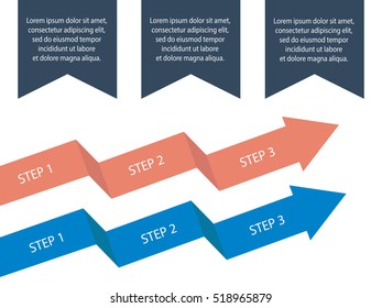 Arrows Diagram Growth Step with Stickers for your Text. Vector EPS 10