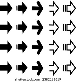 arrows of different colors and shapes point to the right