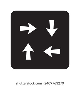 Arrows in different direction icon vector. Four Arrows logo design. Recycling vector icon illustration in square isolated on white background