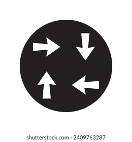 Arrows in different direction icon vector. Four Arrows logo design. Recycling vector icon illustration in circle isolated on white background