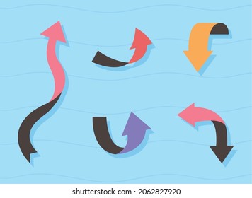 flechas en un conjunto de iconos de dirección diferente