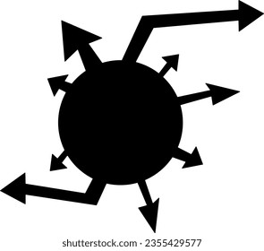 Arrows in different directions from the circle