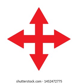 arrows in different directions.red icon line - Vector