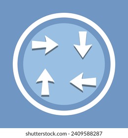 Arrows in different directions icon vector. Four Arrows icon vector in trendy flat style. Recycling icon image, Recycling icon illustration isolated on blue background