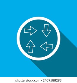 Arrows in different directions icon vector. Four Arrows icon vector in trendy flat style. Recycling icon image, Recycling icon illustration isolated on blue background