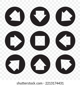 Arrows in different directions isolated on transparent background
