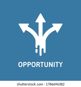 Arrows in different directions. Opportunity. Vector icon on a homogeneous background.