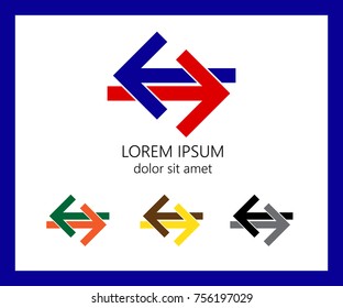 Arrows in different directions. Set in different colors on white background