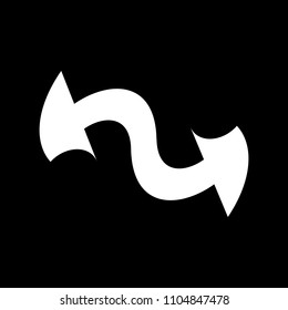 Arrows in different directions, white on a black background, vector