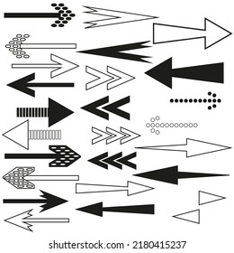 arrows are different on white background. Simple flat symbol. Vector illustration. stock image.