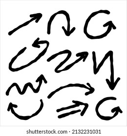 Arrows of different shapes. Abstract symbol for direction and path indication