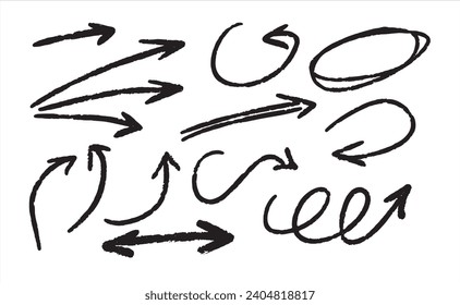 Arrows of different shapes. Abstract symbol for direction and path indication