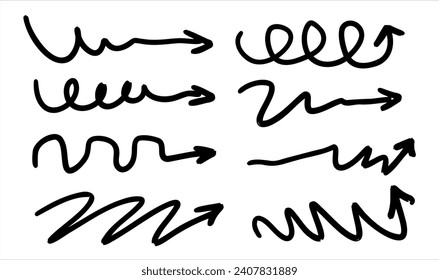 Arrows of different shapes. Abstract symbol for direction and path indication