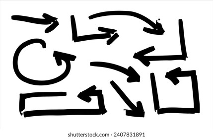 Arrows of different shapes. Abstract symbol for direction and path indication