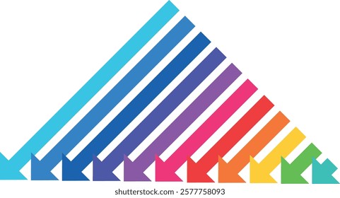 arrows with different sizes in color style. Small and large arrows indicating direction