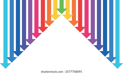 arrows with different sizes in color style. Small and large arrows indicating direction