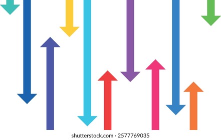 arrows with different sizes in color style. Small and large arrows indicating direction