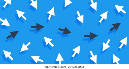 Dirección de flechas. Cartel con flechas. Visión objetivo. Gráficos escalables para vectores