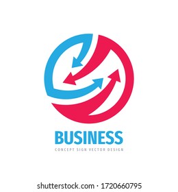 Dirección de flechas - diseño del logotipo de negocios. Signo de desarrollo estratégico. Ilustración vectorial. 