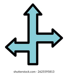 Icono de dirección de flechas. Flechas de contorno dirección Vector icono color plano aislado