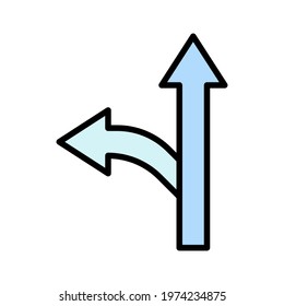 Arrows, direction, path, left icon vector image. Can also be used for Navigation. Suitable for use on web apps, mobile apps and print media.