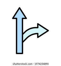 Arrows, direction, path, right icon vector image. Can also be used for Navigation. Suitable for use on web apps, mobile apps and print media.